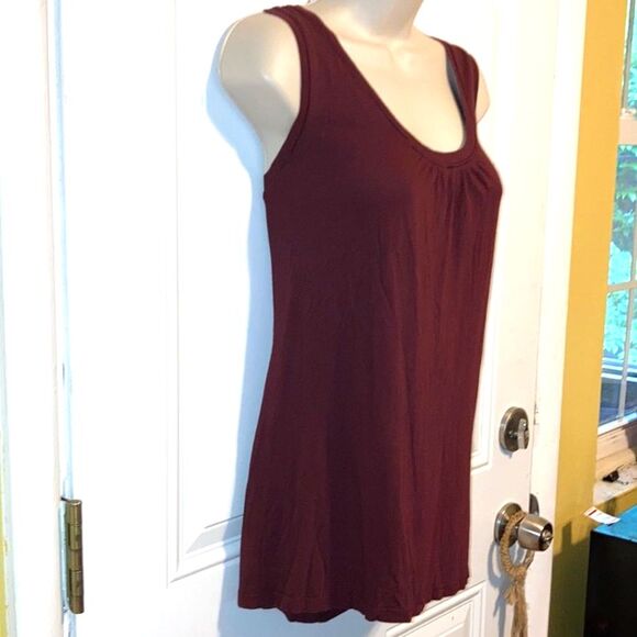 TALBOTS Pleated Front Knit Tank Top Burgundy Plum Womens XL - Picture 2 of 9